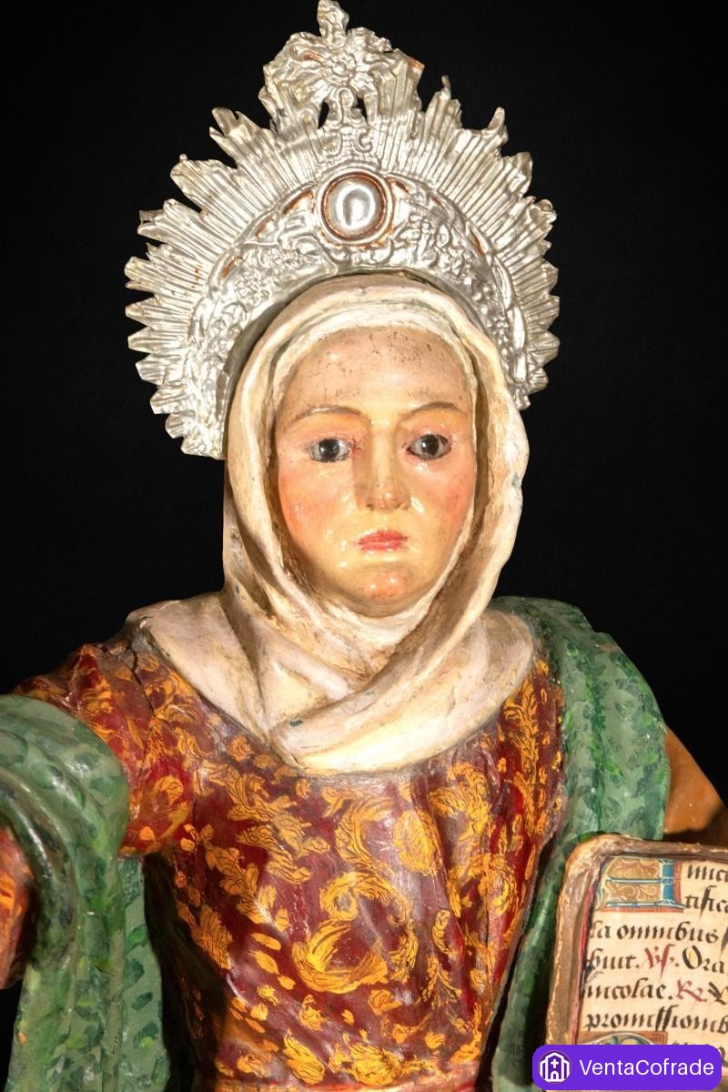 Santa Ana barroca en madera policromada y dorada, siglo XVIII, 67 cm - foto 2