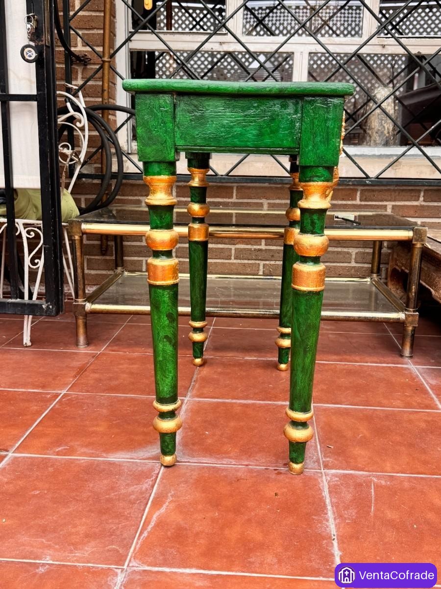 Consola decorativa estilo Luis XVI, madera tallada y dorada, siglo XX - foto 6