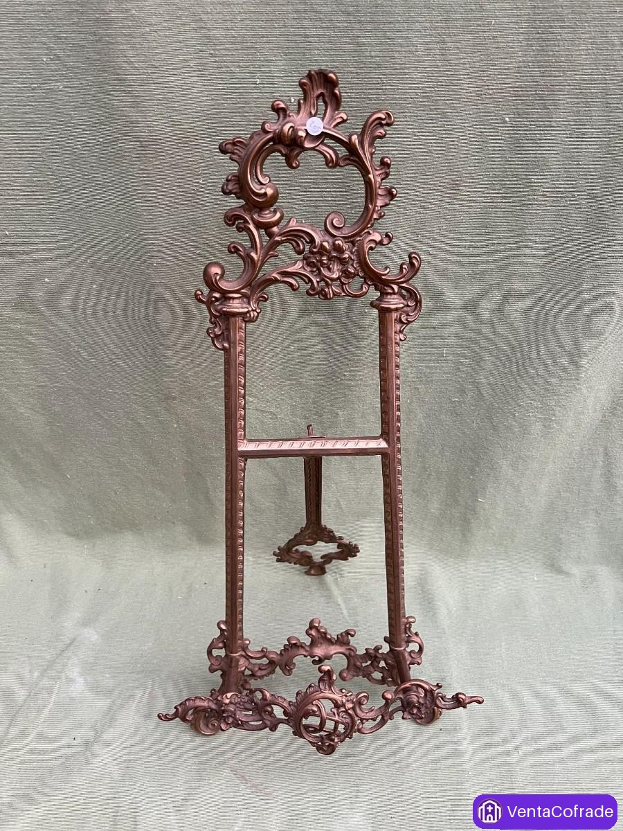 Caballete antiguo Napoleón III en bronce macizo estilo rococó para cuadro o fotografía s.XIX - foto 6