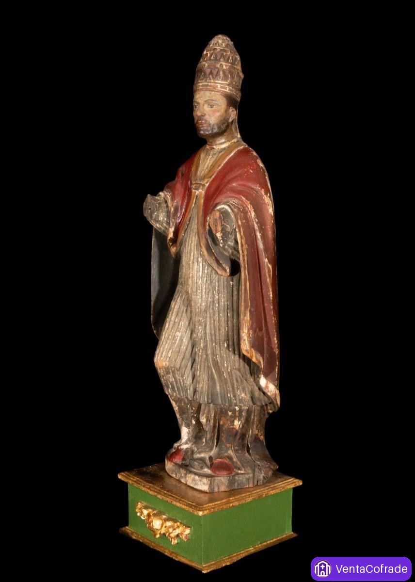 Papa Borgia Alejandro VI, talla barroca en madera policromada, siglo XVII - foto 4