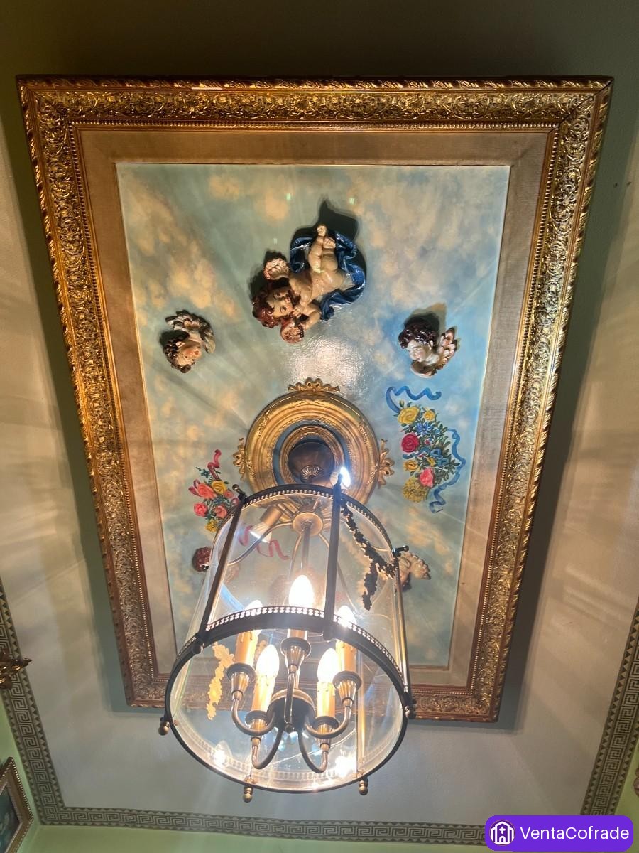 Cuadro bóveda decorativo vintage estilo barroco con querubines, 190×120 cm - foto 3