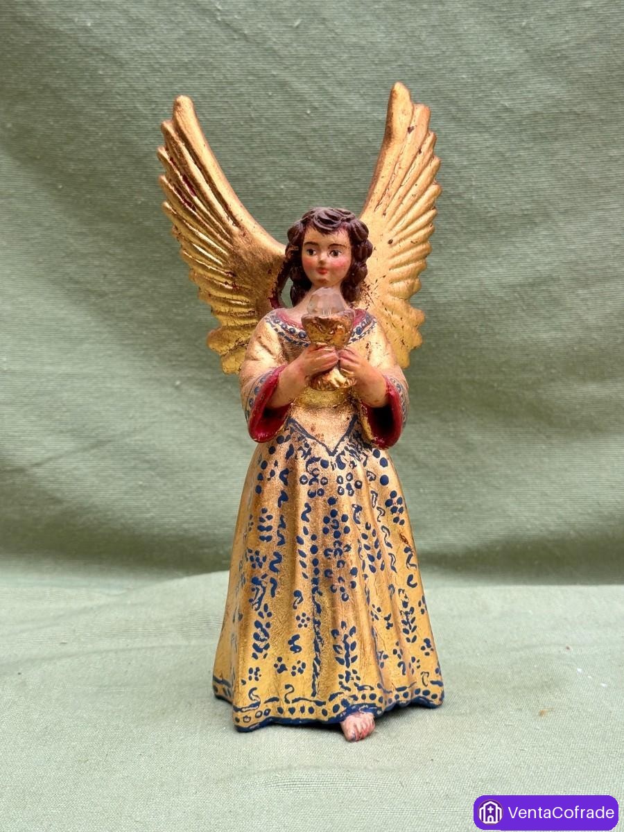 Ángel terracota policromía de autor. Portavelas - foto 1