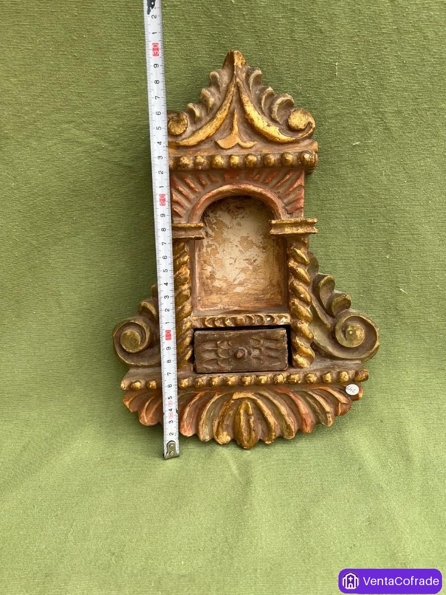 Hornacina barroca española en madera, siglo XVIII, retablo doméstico - foto 6
