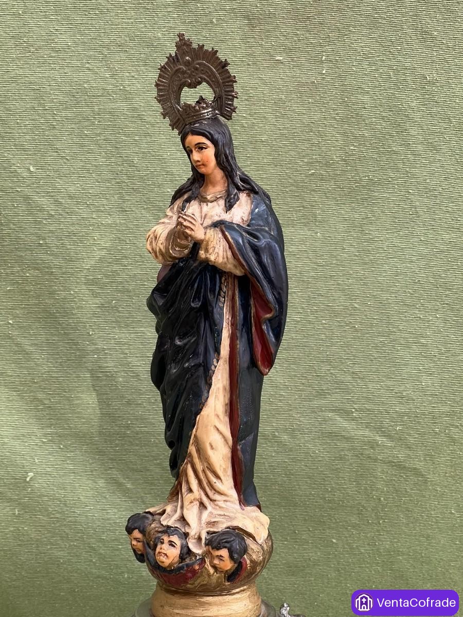 Purísima Concepción policromada, peana metal 37cm - foto 5
