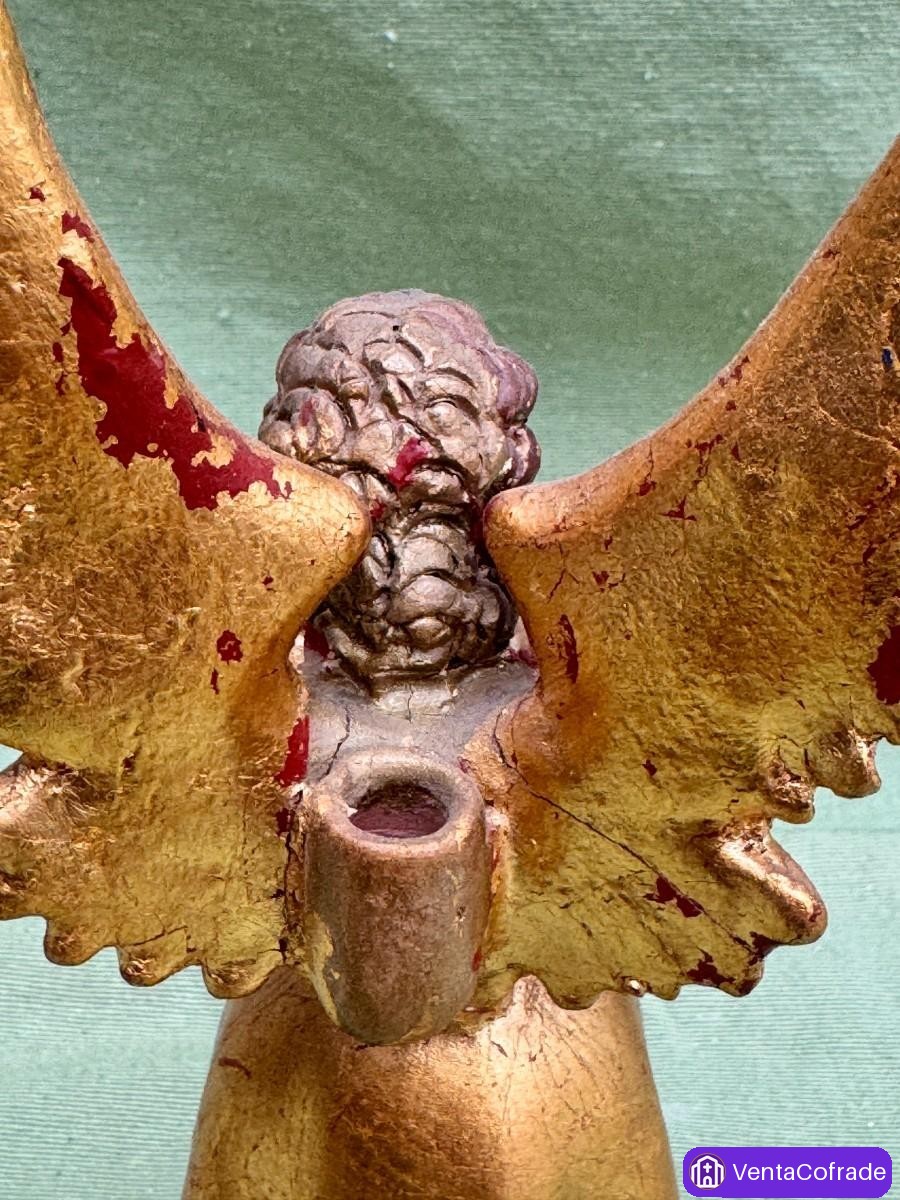 Ángel terracota policromía de autor. Portavelas - foto 4