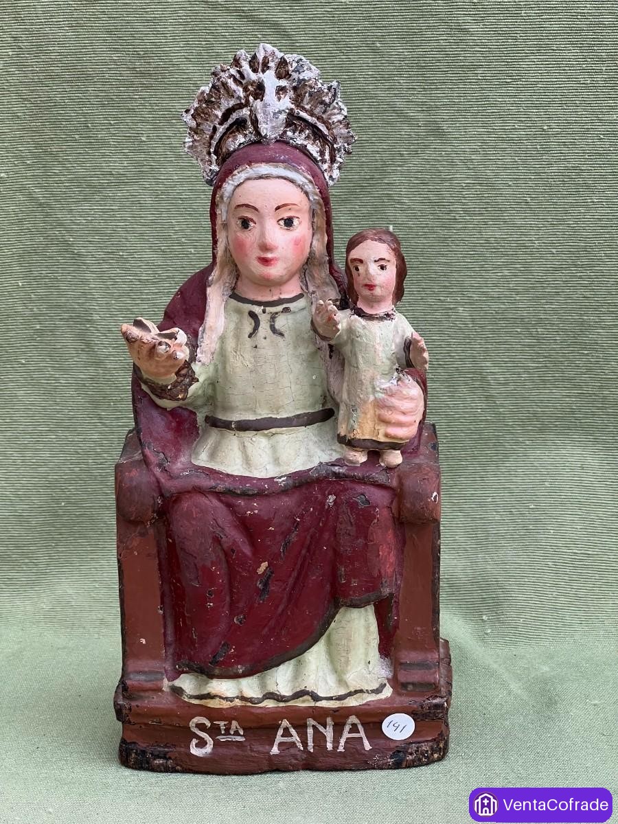 Santa Ana con la Virgen Niña Madera tallada y policromada. Siglo XVII - foto 1