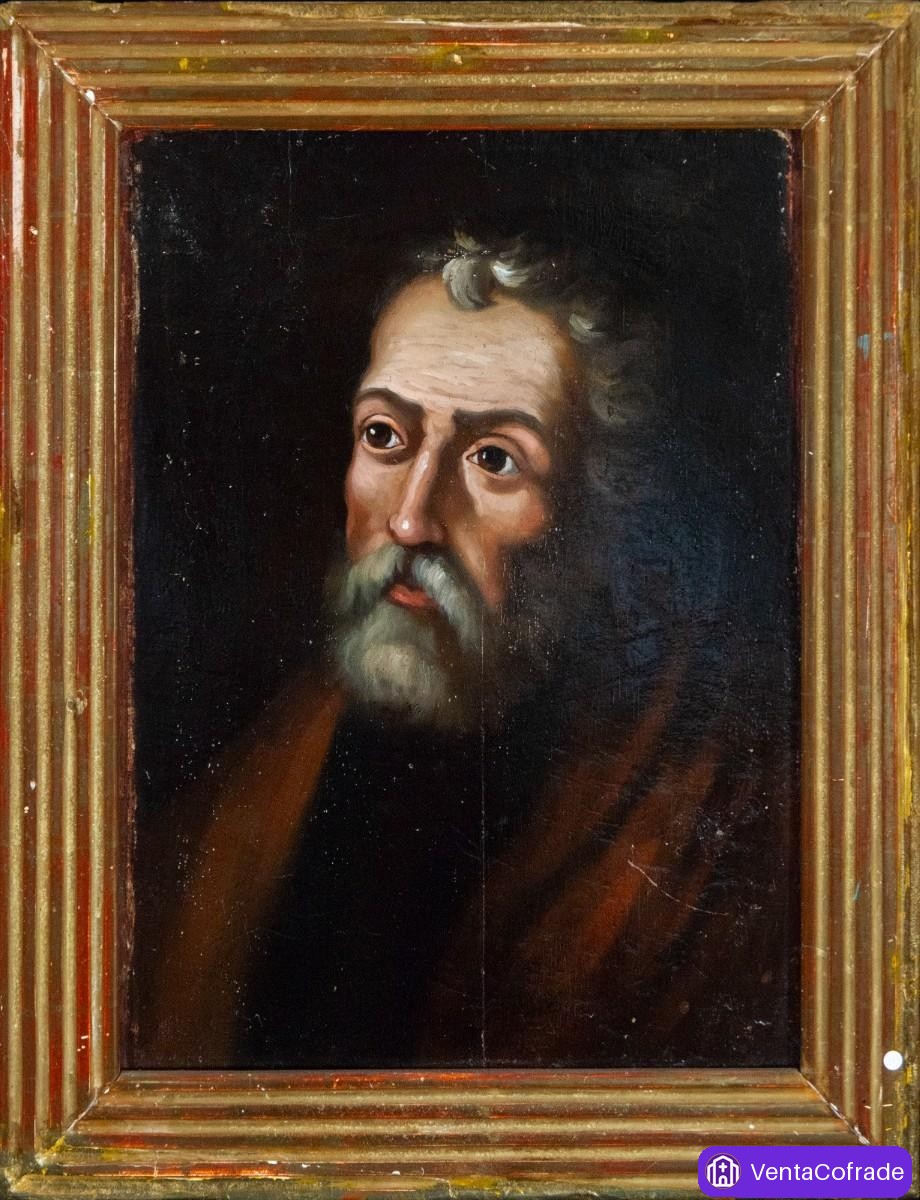 Apóstol barroco, óleo sobre tabla, escuela española, siglo XVII, 52 cm - foto 1
