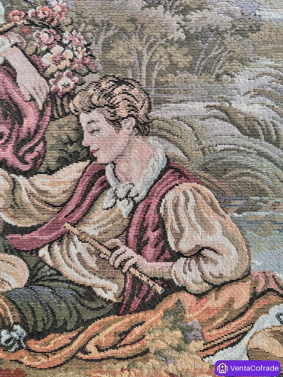 Tapiz Francés Aubusson Escena Galante 52x52 - foto 3