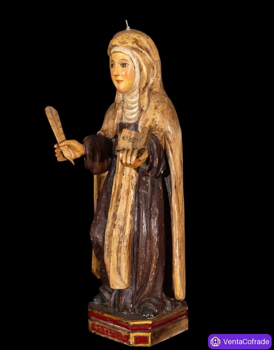 Santa Teresa de Jesús, talla en madera policromada, siglo XX, 72 cm - foto 5
