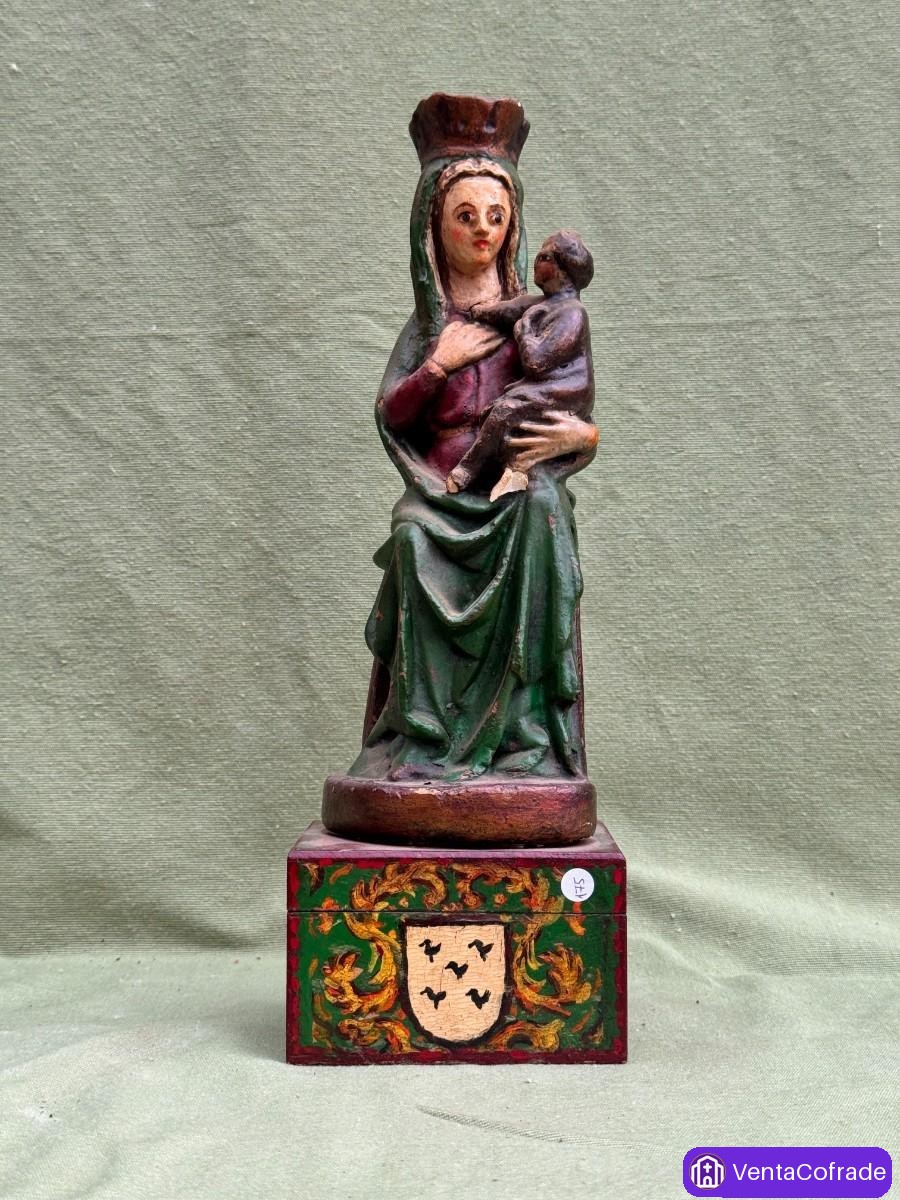 Virgen con Niño madera policromada siglo XX escultura religiosa de autor - foto 1