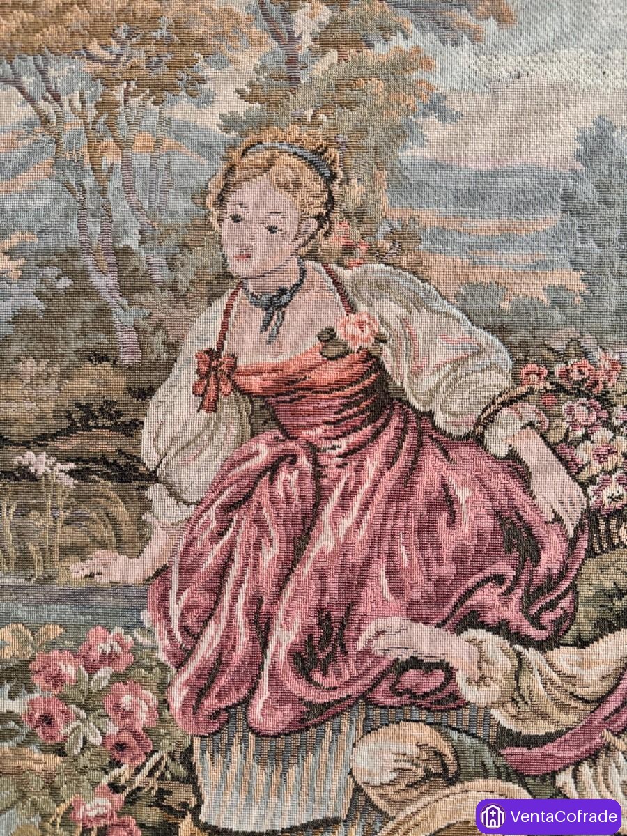 Tapiz Francés Aubusson Escena Galante 52x52 - foto 2