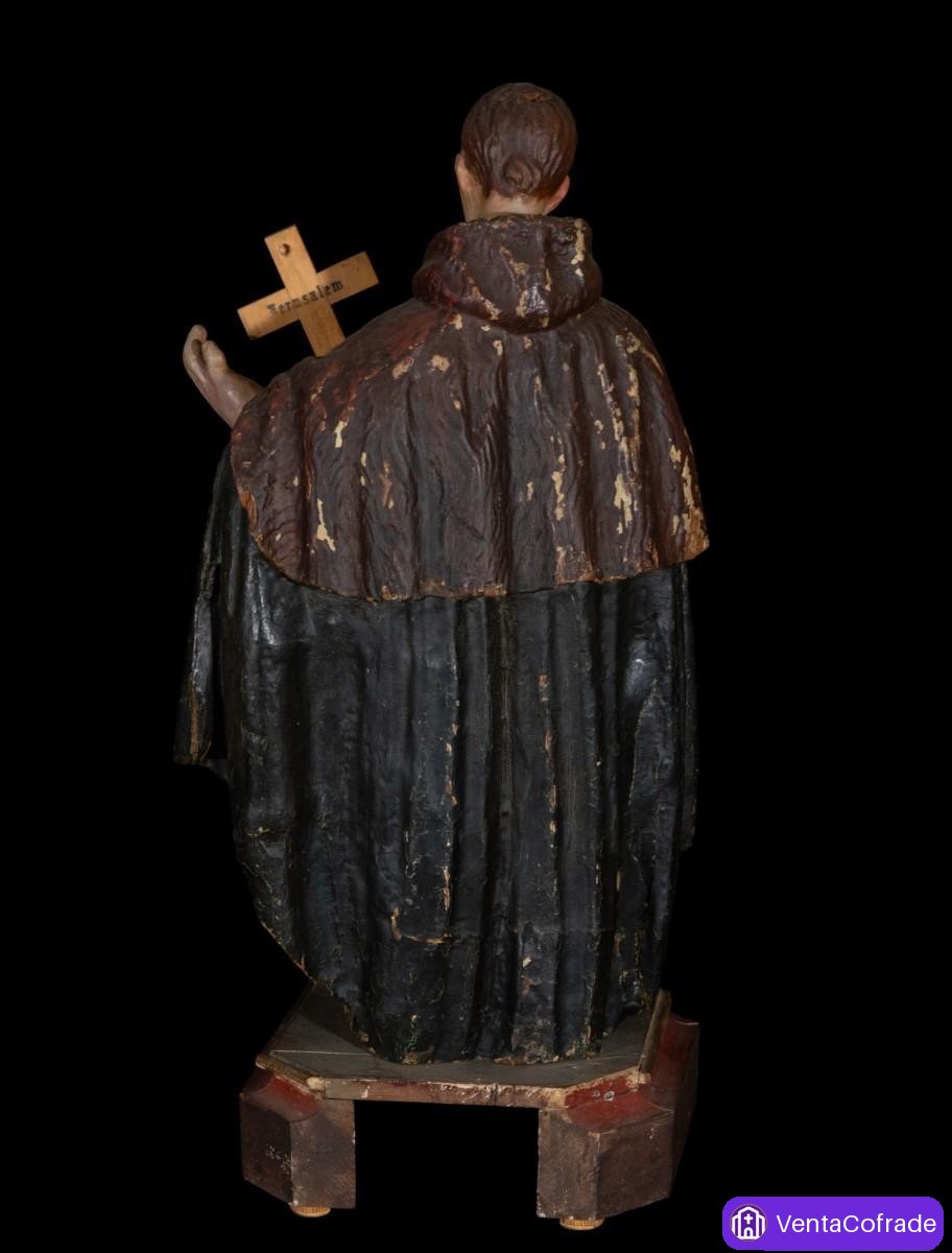 San Luis Gonzaga barroco en madera tallada y policromada, siglo XVII, 49 cm - foto 6