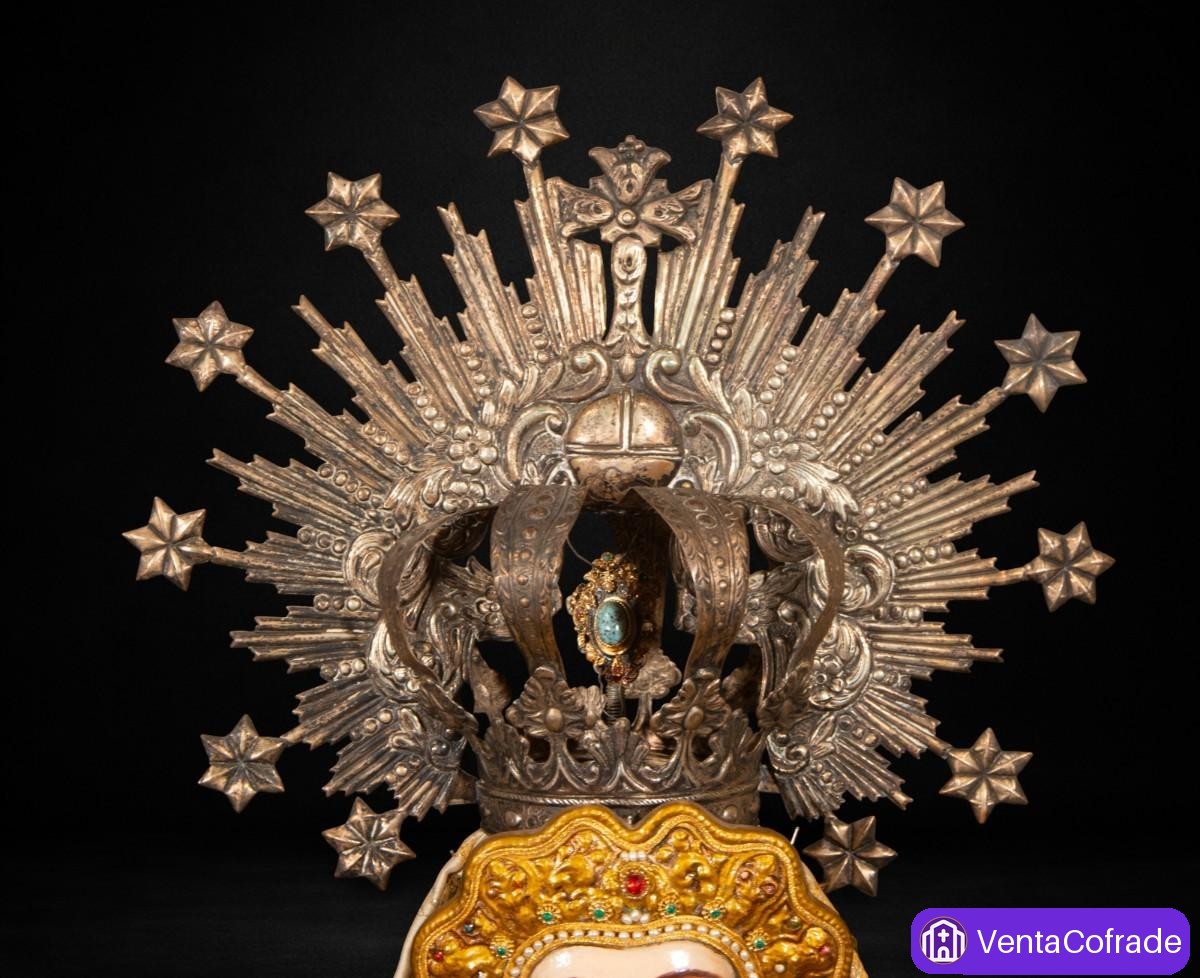 Virgen del Rocío de vestir con Niño, gran formato, corona de plata antigua - foto 5