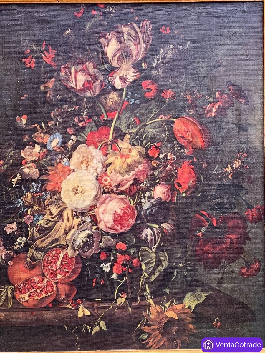 Bodegón floral barroco – impresión artística retocada con marco dorado - foto 2
