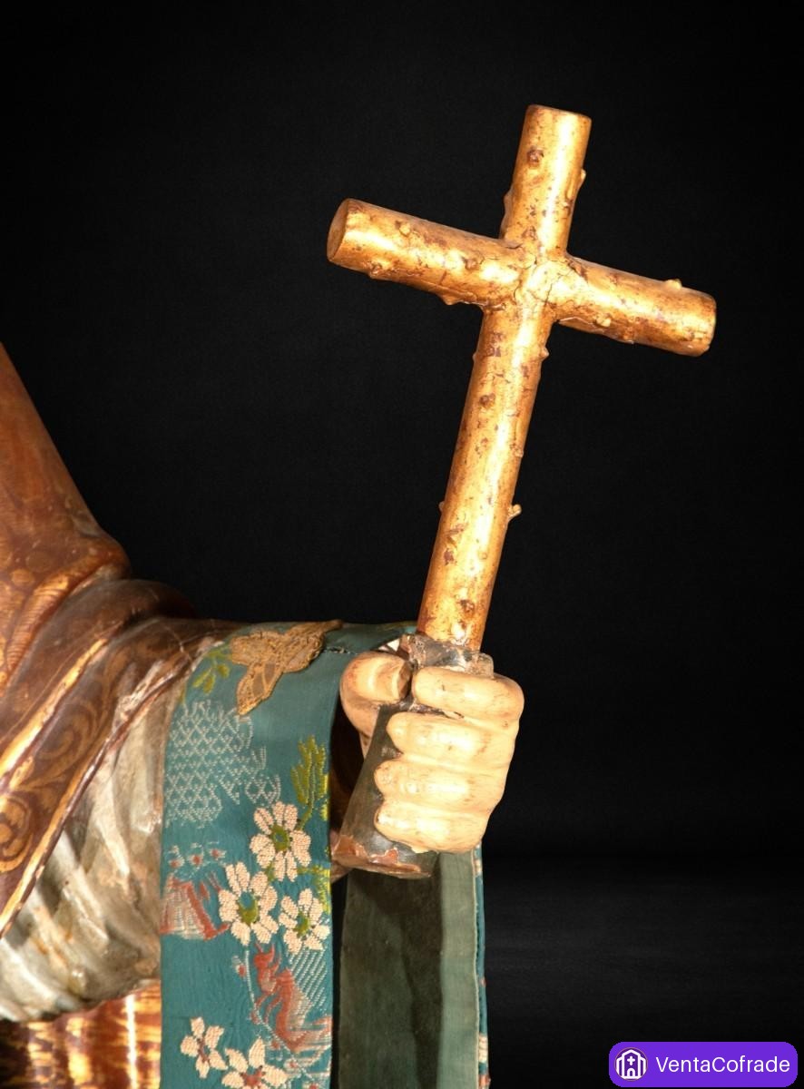San Francisco Javier talla novohispana policromada y estofada siglo XVIII - foto 3