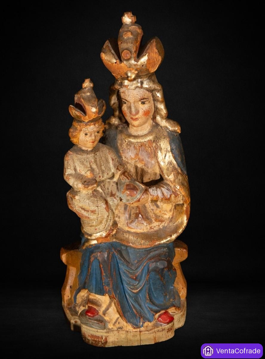 Virgen de Mariazell con Niño, talla en madera policromada, siglo XIX - foto 1