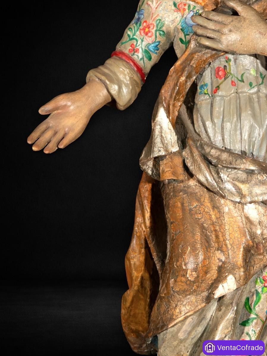 Virgen Purísima Inmaculada madera policromada escuela colonial XVII-XVIII - foto 3