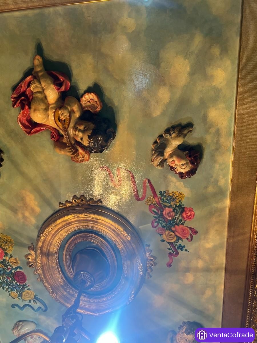 Cuadro bóveda decorativo vintage estilo barroco con querubines, 190×120 cm - foto 6