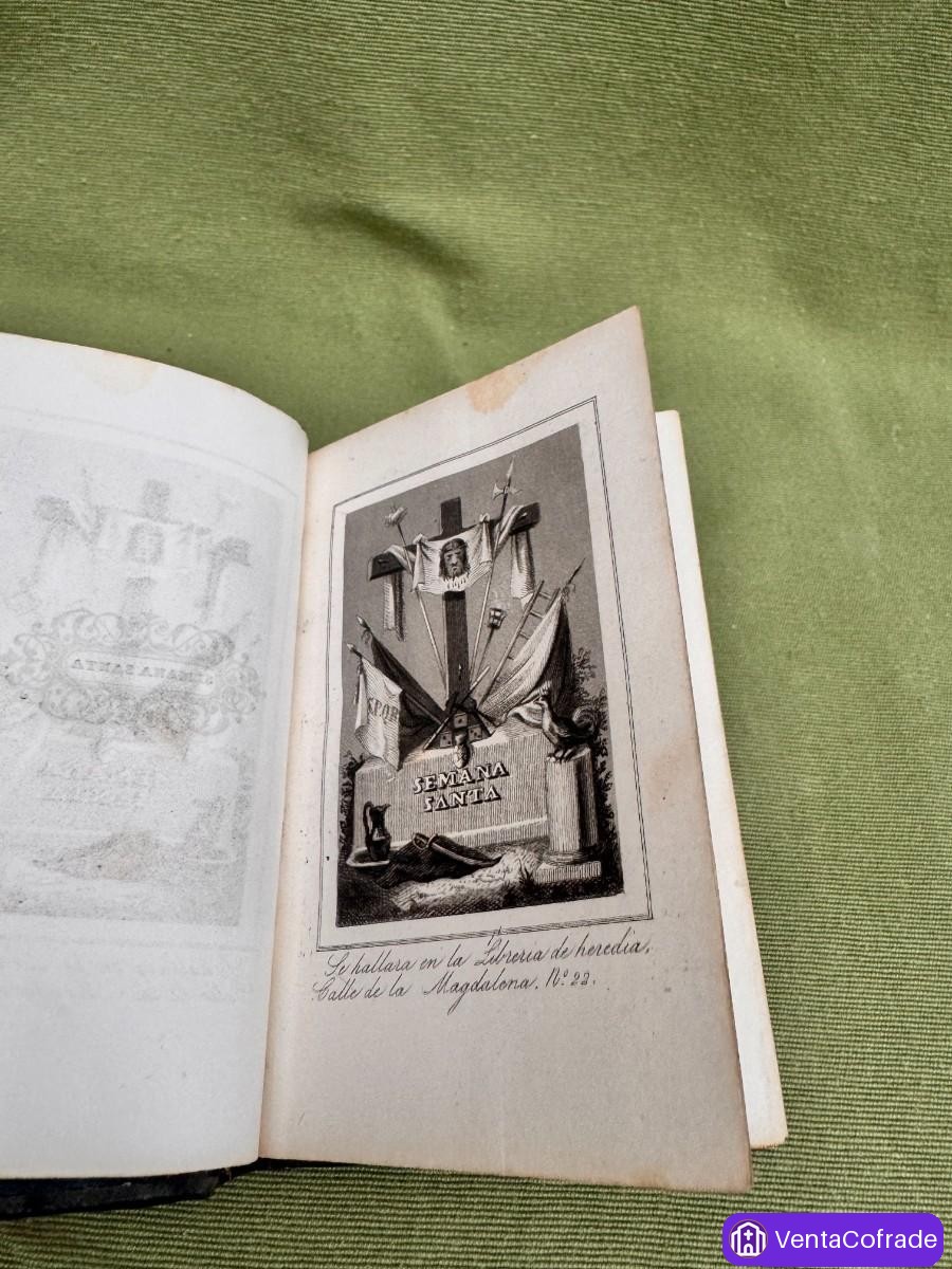 Libro devocional “Novísima Semana Santa” (1845) con estuche–libro en cristal y madera laqueada - foto 6