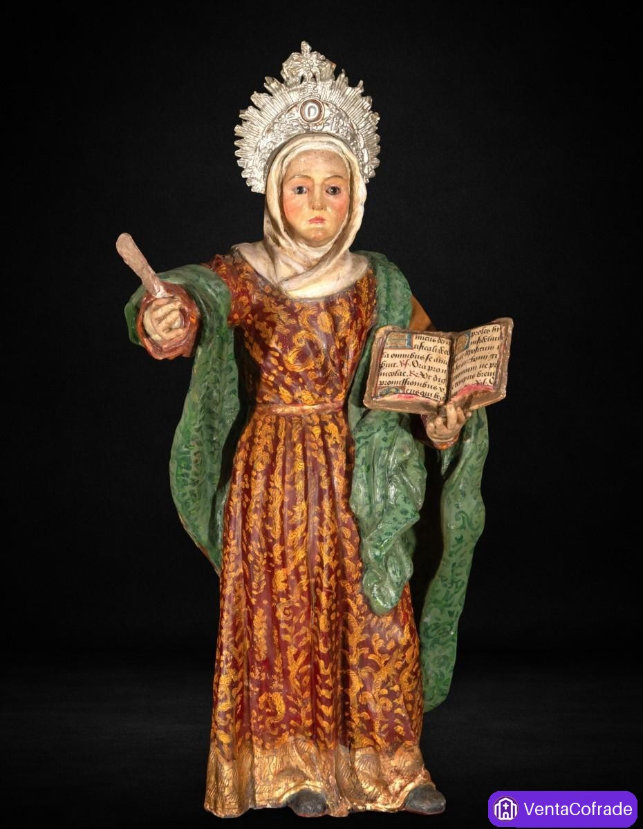 Santa Ana barroca en madera policromada y dorada, siglo XVIII, 67 cm - foto 1