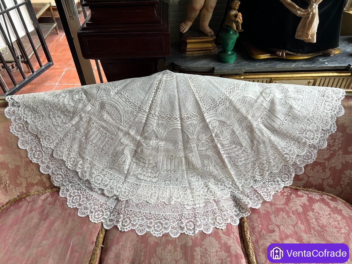 Mantilla encaje española antigua 140cm - foto 2