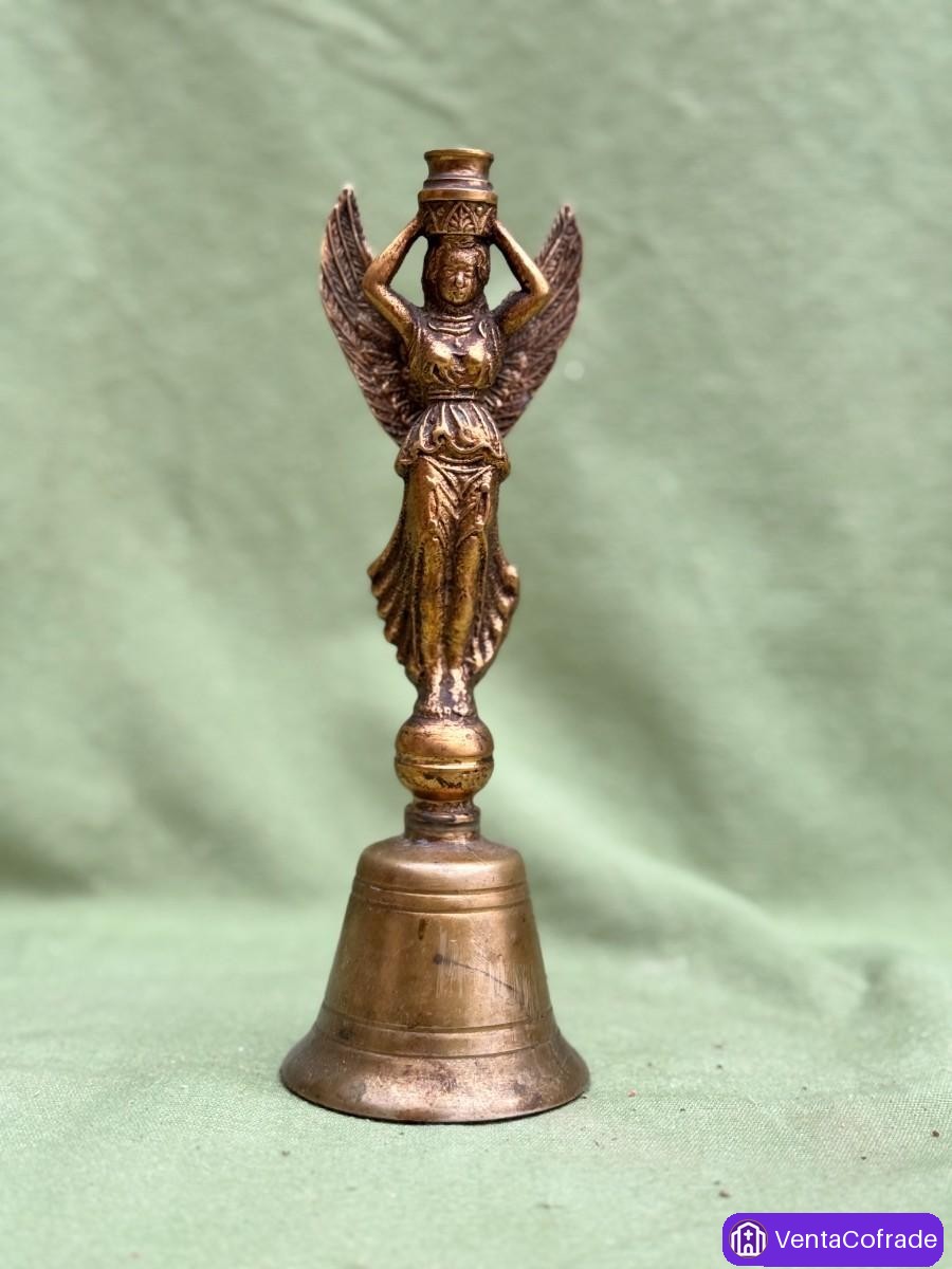 Campana antigua de bronce con ángel alado – siglo XIX - foto 1