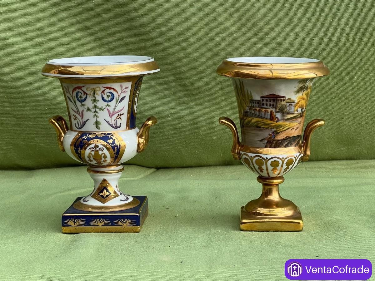 Pareja Jarrones Porcelana Viejo París - foto 1
