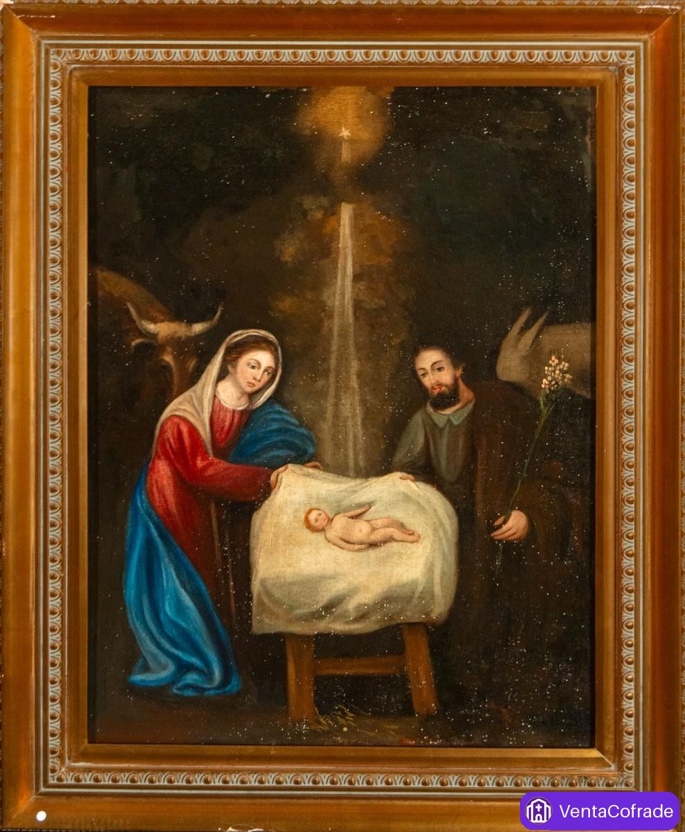 Natividad barroca, óleo sobre lienzo, Escuela española, siglo XVIII - foto 1