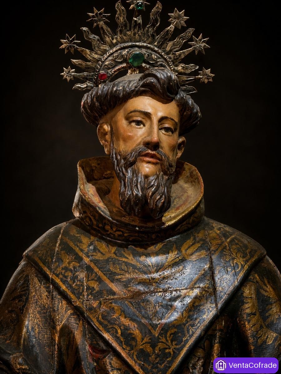 San Francisco de Asís. Talla barroca en madera policromada. 163 cm. Siglo XVIII - foto 1