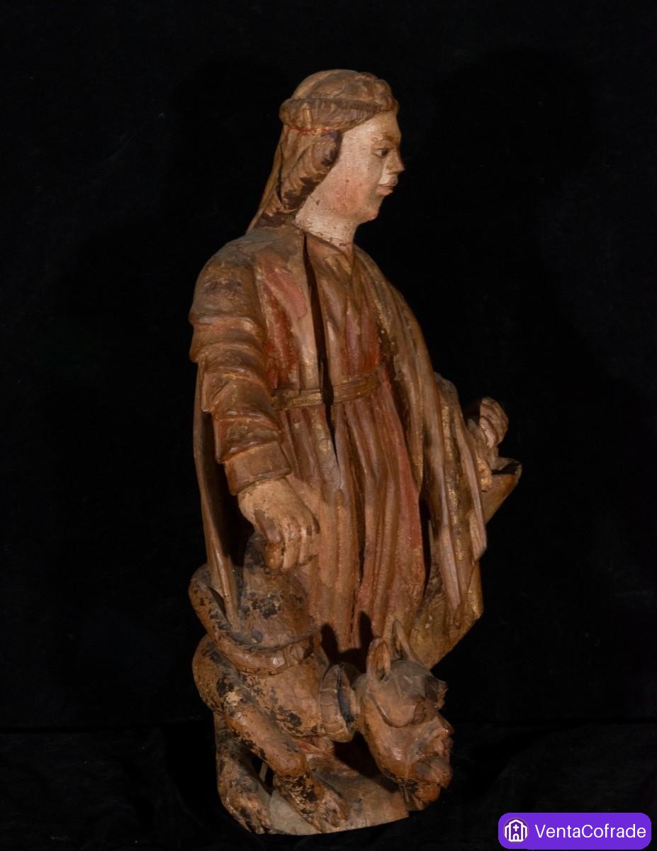 Santa Margarita de Antioquía gótica siglo XVI talla madera policromada - foto 5