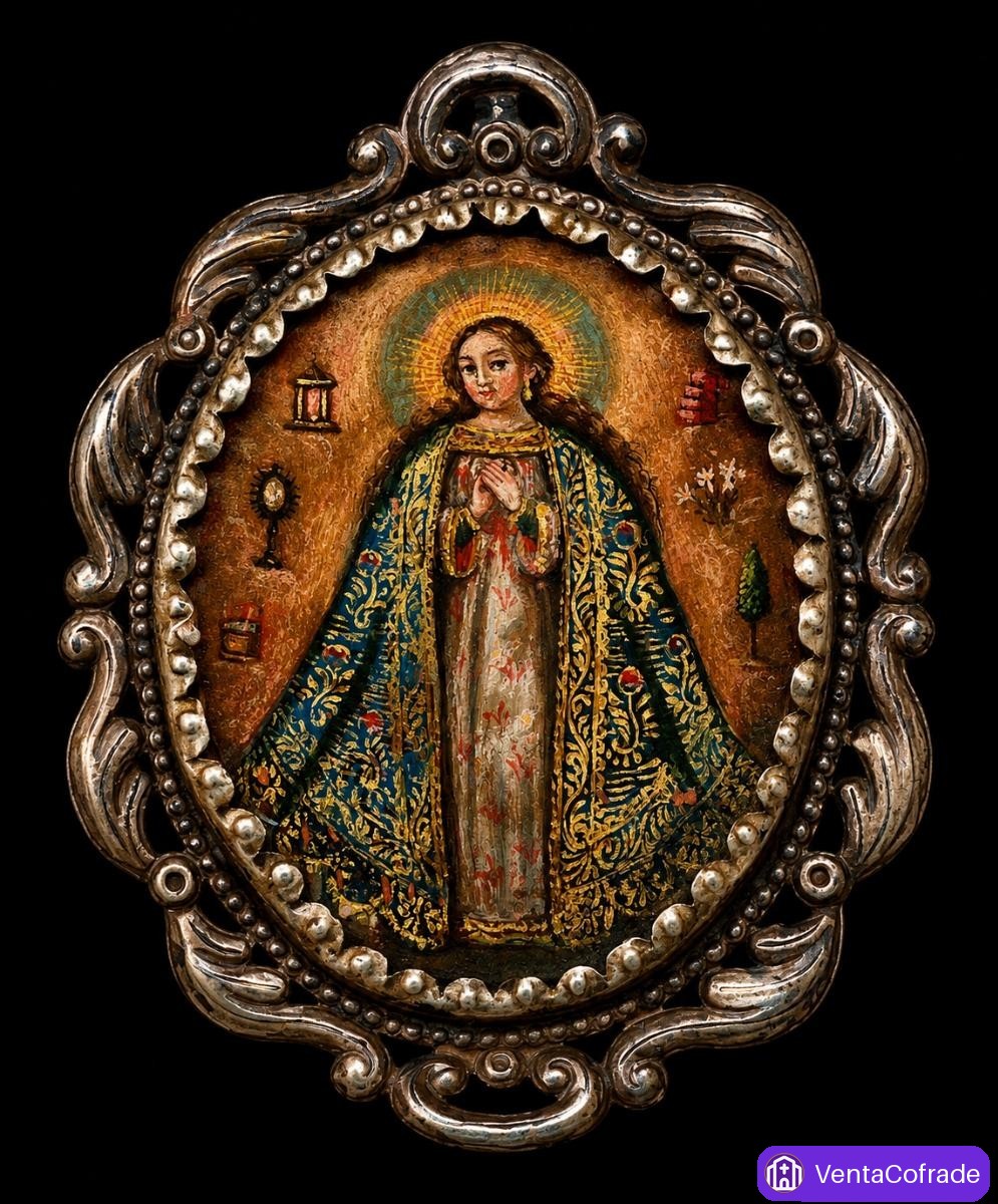 Relicario colonial peruano · Óleo sobre cobre · Escuela virreinal andina · Siglo XVIII–XIX - foto 1