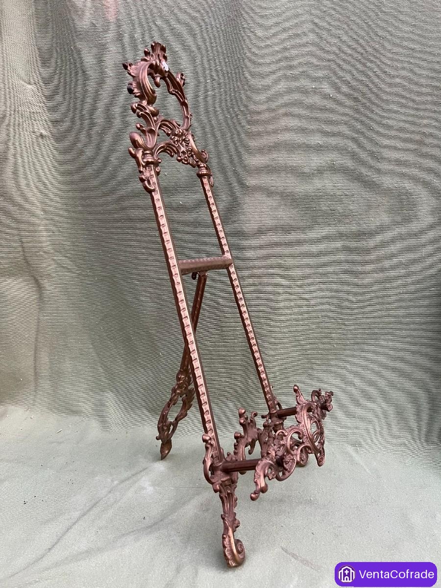 Caballete antiguo Napoleón III en bronce macizo estilo rococó para cuadro o fotografía s.XIX - foto 3