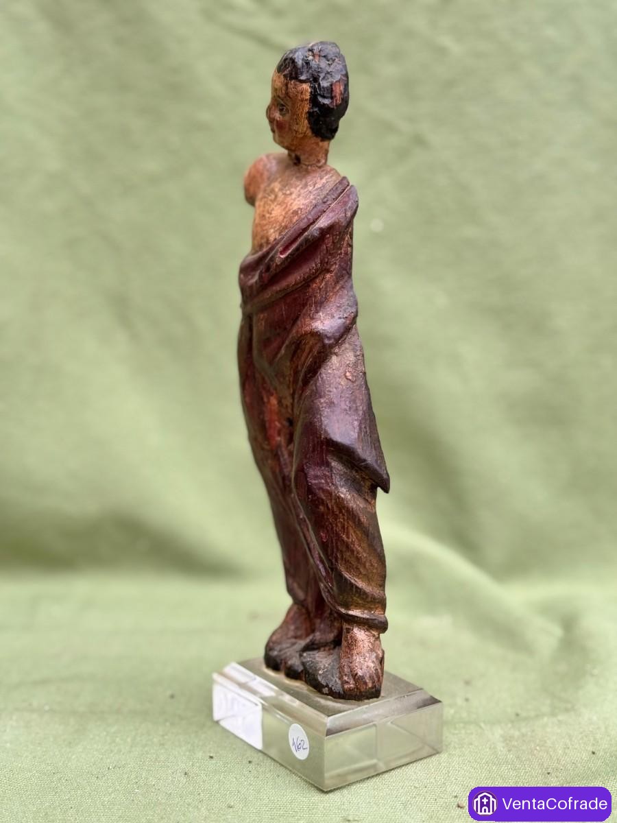 Escultura antigua en madera policromada de figura infantil – Escuela española, s. XVII–XVIII - foto 4