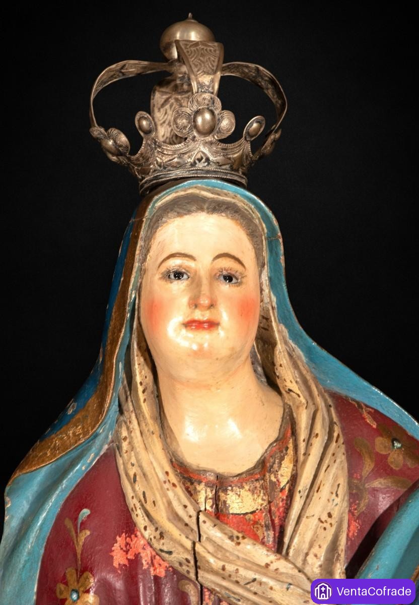 Inmaculada Concepción barroca madera tallada policromada Siglos XVII-XVIII 100 cm - foto 2