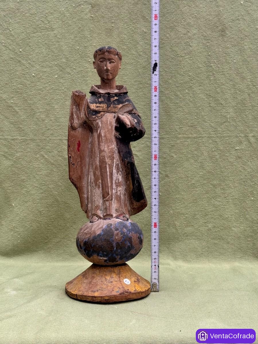 San Rafael Arcángel (atribución tradicional), talla en madera policromada, siglo XVII, con peana - foto 6