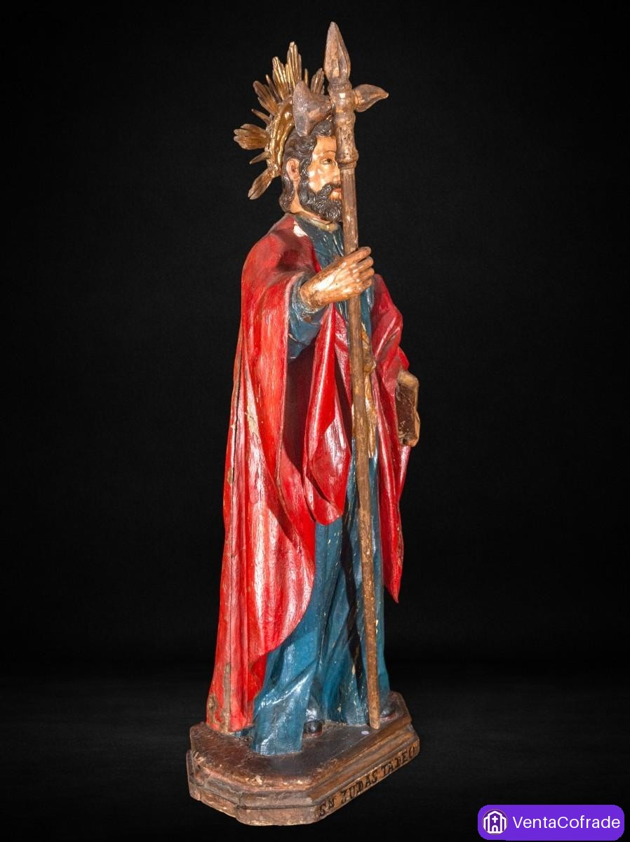 San Judas Tadeo talla madera policromada España finales XVIII-XIX 99 cm - foto 5