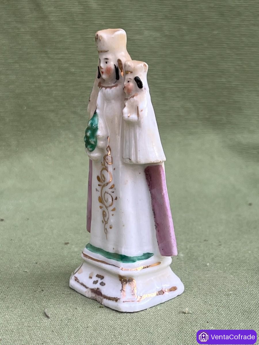 Virgen con Niño Antigua Porcelana Bruselas 10cm - foto 4