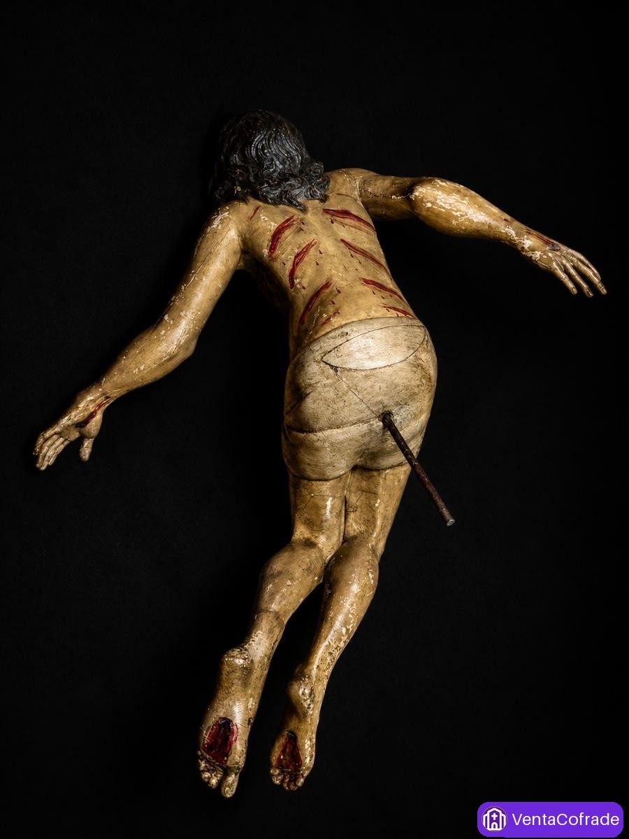 Cristo Yacente siglo XVII y Dolorosa siglo XIX en urna devocional de madera - foto 6