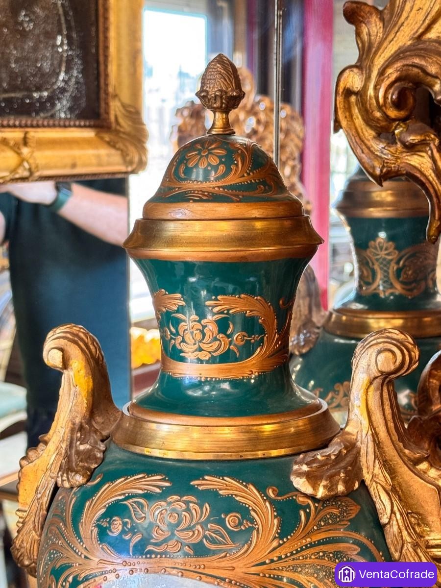 Jarrones estilo Sèvres, 75 cm, porcelana pintada a mano y bronce dorado - foto 5