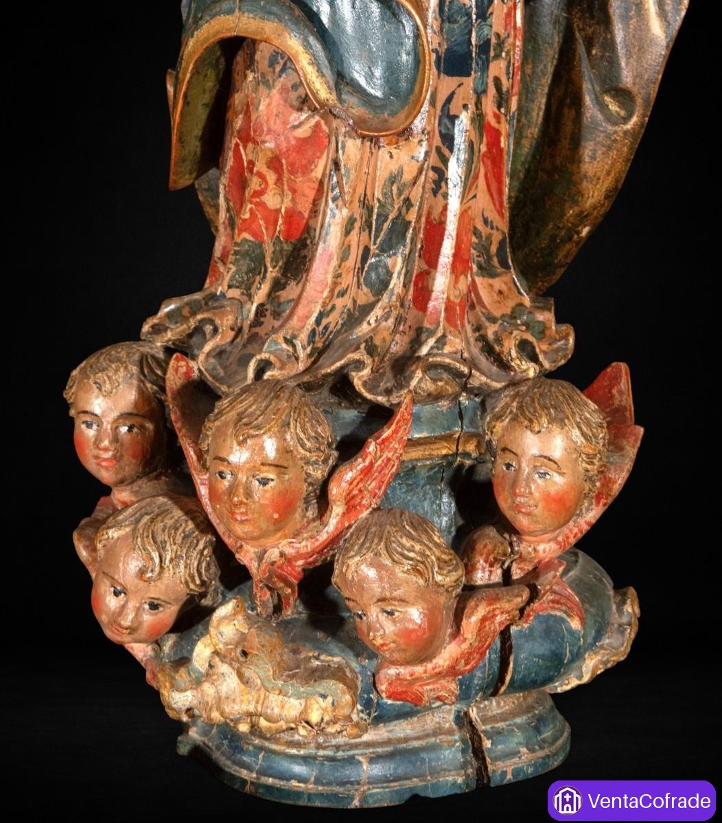 Virgen con Niño Colonial Minas Gerais Brasil Siglo XVIII Madera Policromada - foto 4