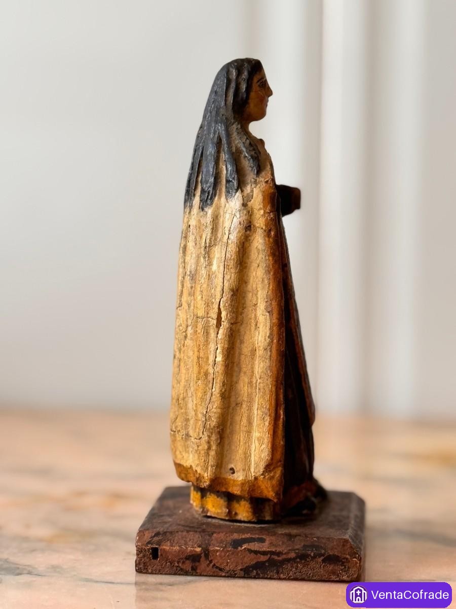Talla antigua Santa Teresa madera policromada, arte sacro religioso siglo XIX - foto 3