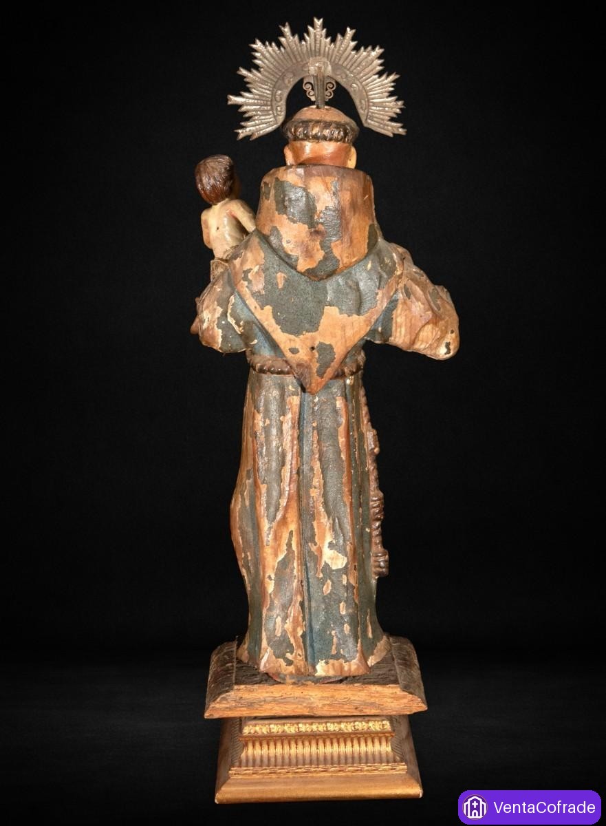 San Antonio con Niño, talla española en madera policromada, siglo XVII - foto 6