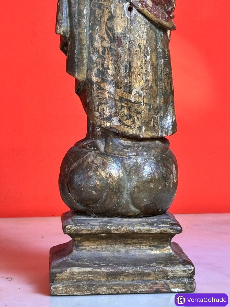Virgen con Niño barroca en madera policromada y dorada, siglo XVII, 49 cm - foto 5