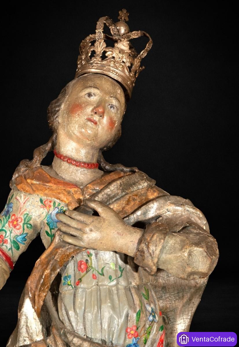 Virgen Purísima Inmaculada madera policromada escuela colonial XVII-XVIII - foto 2