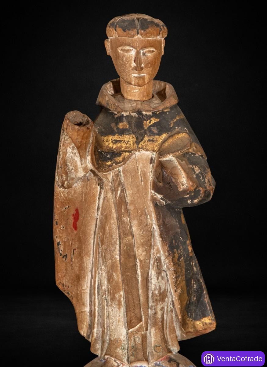 San Rafael Arcángel (atribución tradicional), talla en madera policromada, siglo XVII, con peana - foto 2