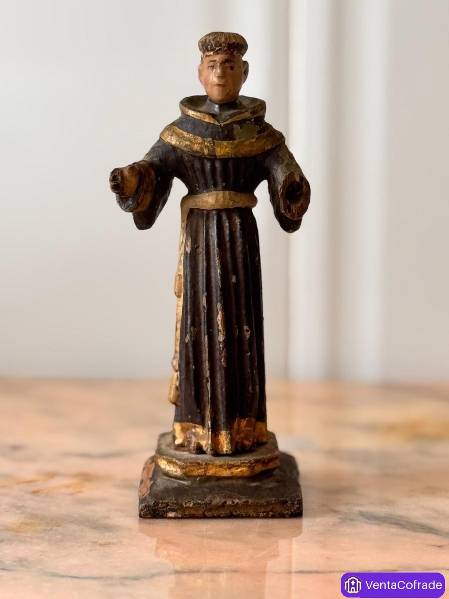 Talla antigua de San Antonio de Padua en madera policromada s. XIX – Arte sacro - foto 2