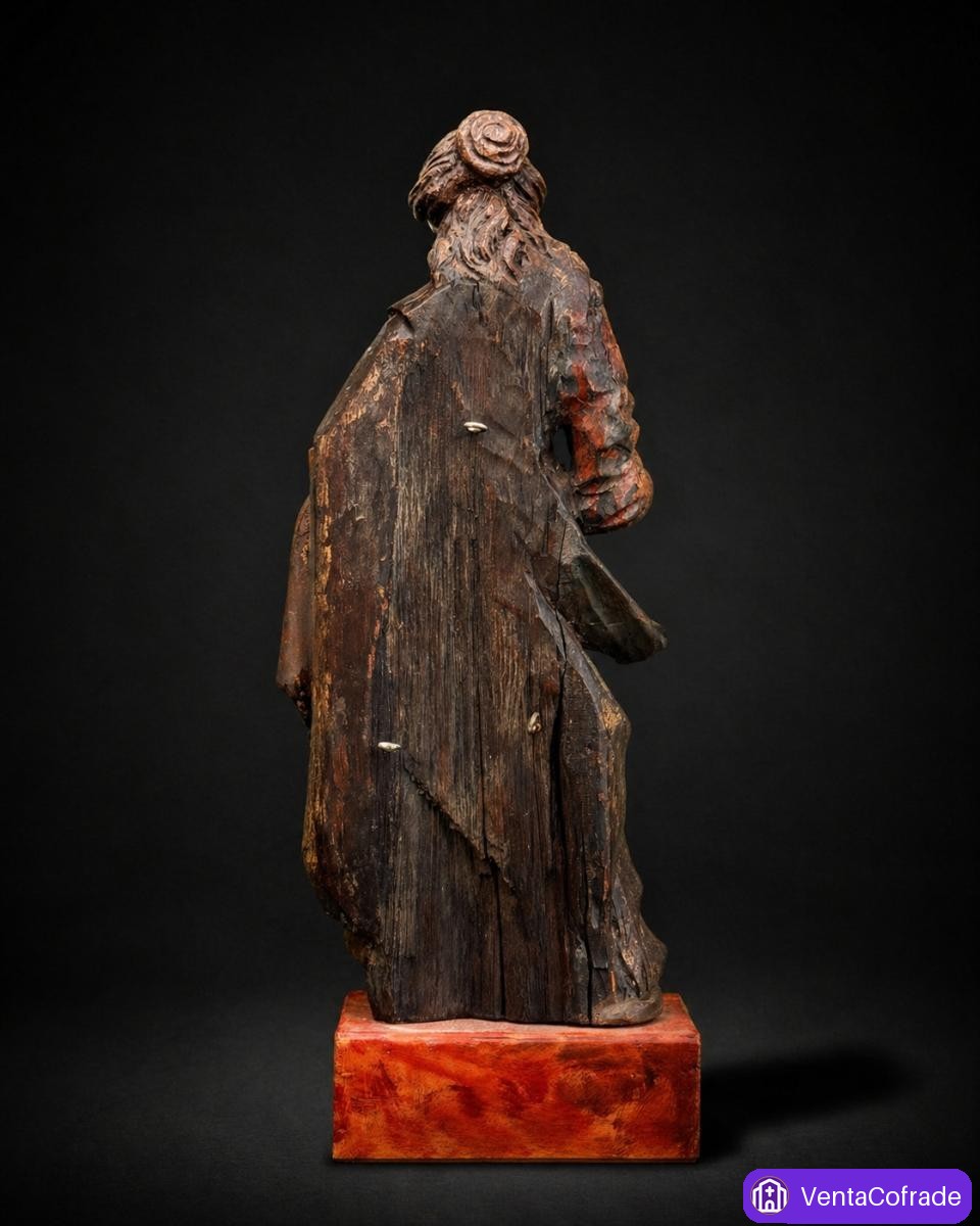 Santa Bárbara barroca en madera policromada y dorada, siglo XVII, 56 cm - foto 2