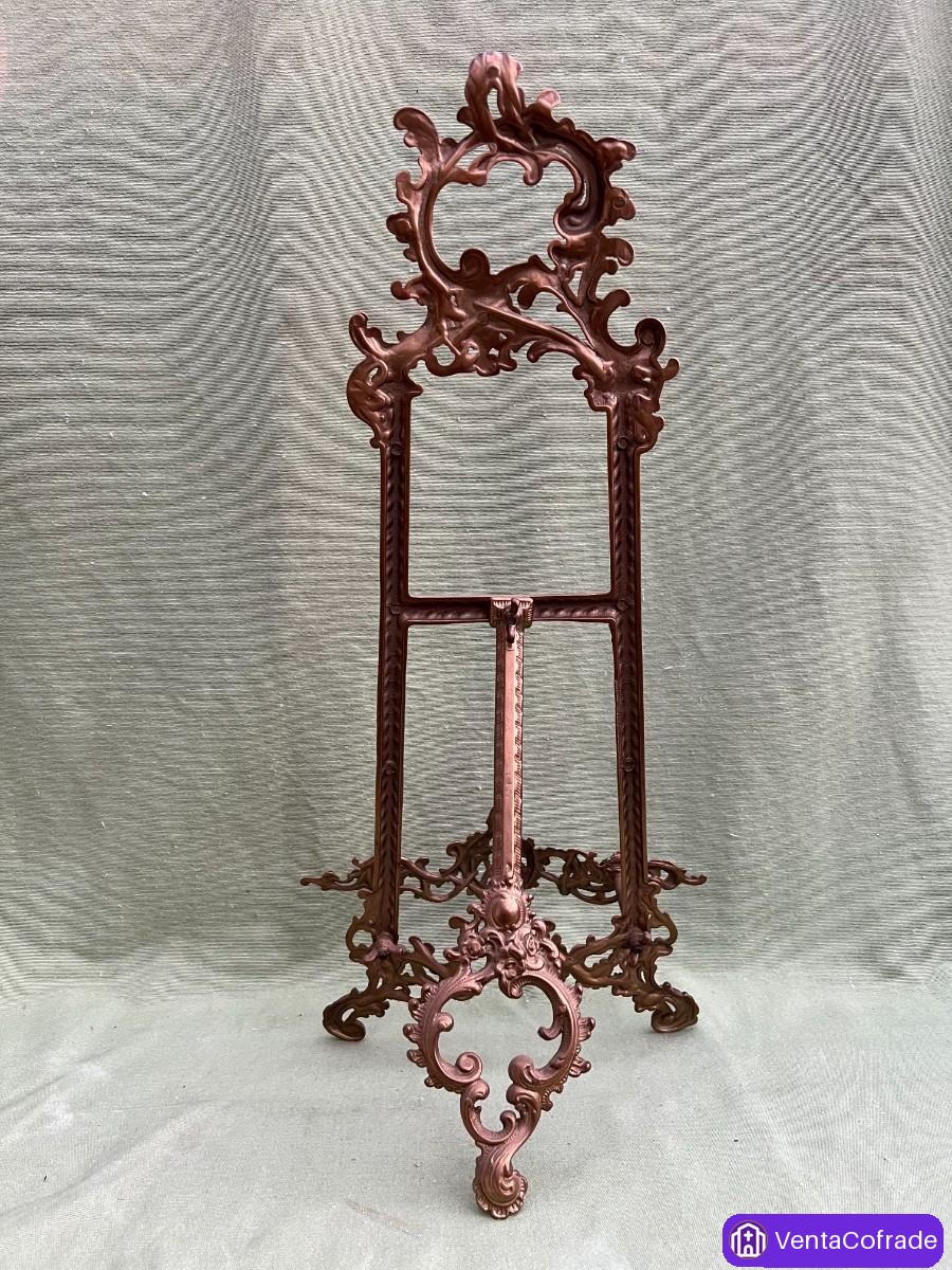 Caballete antiguo Napoleón III en bronce macizo estilo rococó para cuadro o fotografía s.XIX - foto 4
