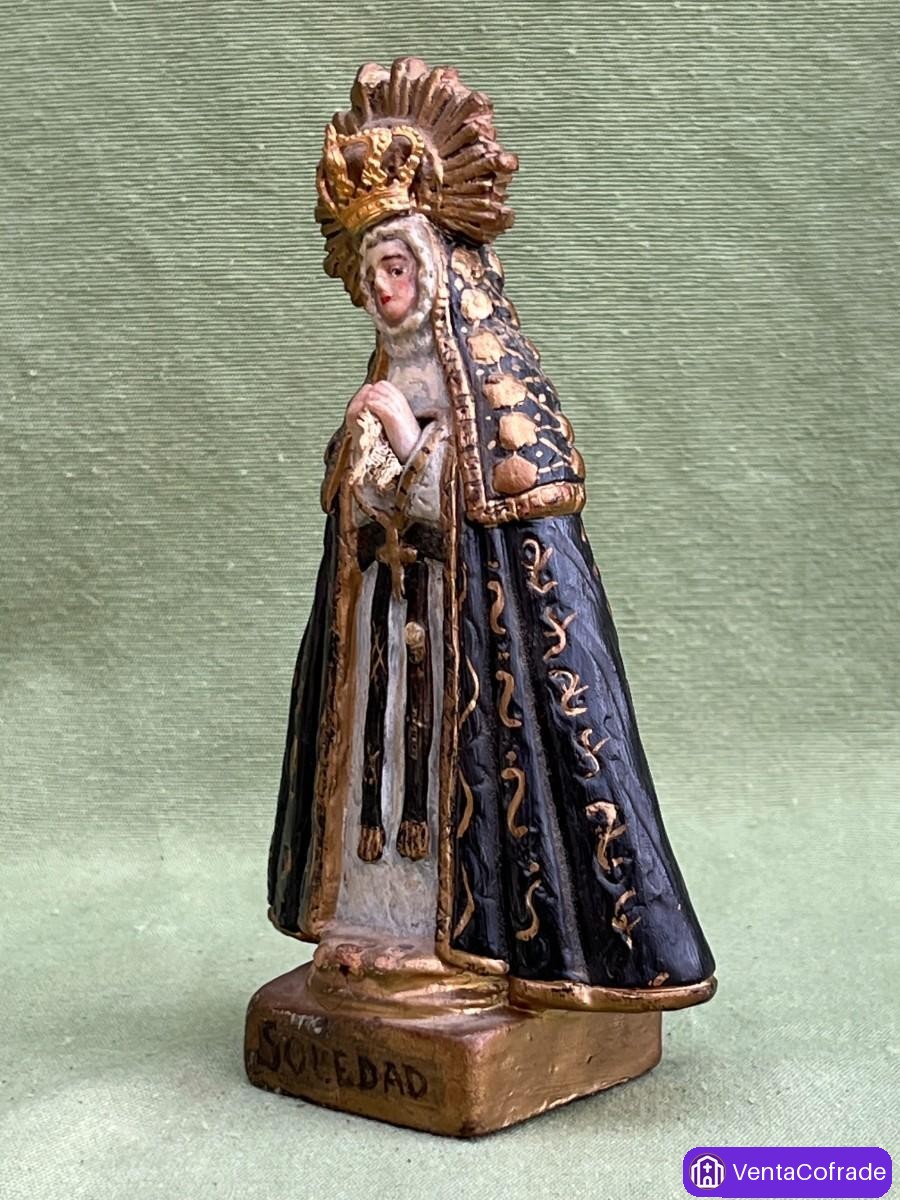 Virgen de la Soledad española en resina pintada, imagen devocional, 16 cm - foto 6