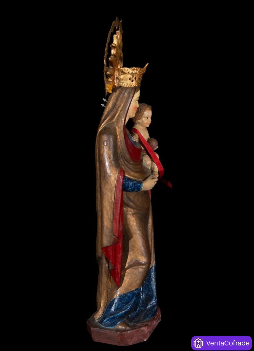 Virgen con Niño tardogótica en madera policromada, España, s. XV-XVI - foto 5